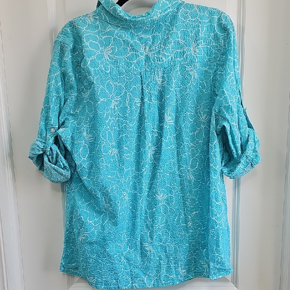 Croft & Barrow Blue Relaxed Button Down Shirt - Picture 3 of 5